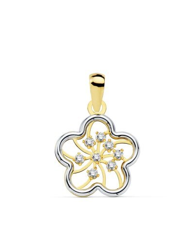 18K COLGANTE FLOR BICOLOR...