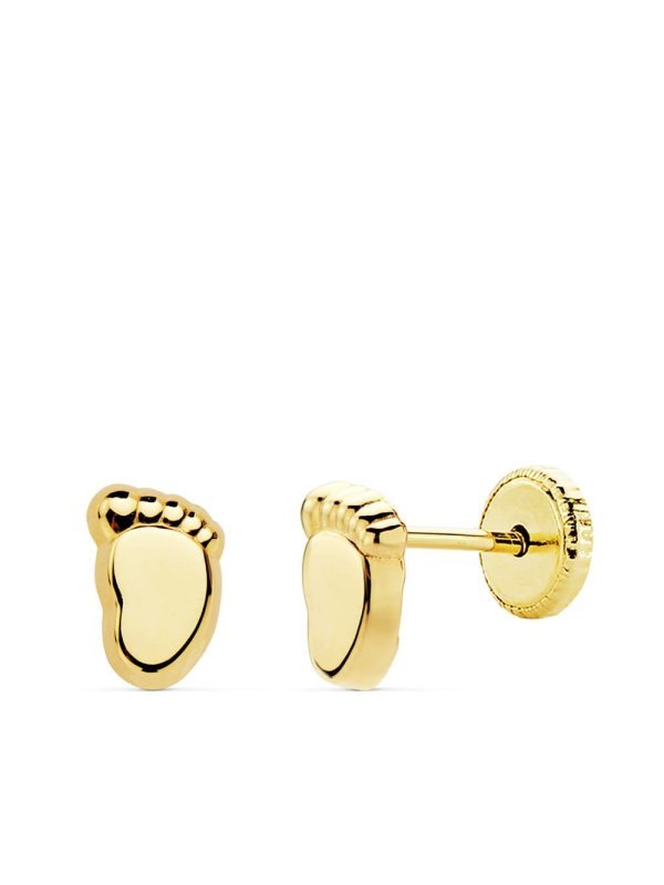 18K PENDIENTES ORO AMARILLO PIE BEBE...