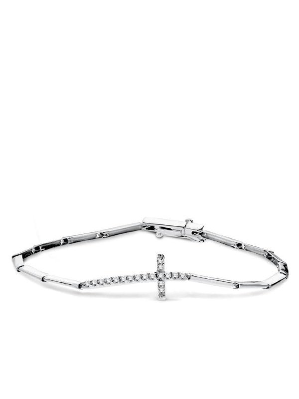 18K PULSERA ORO BLANCO CRUZ 19.5 CM