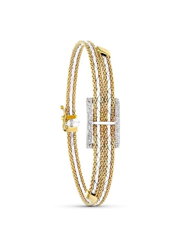 18K PULSERA ORO BICOLOR RECTANGULO.