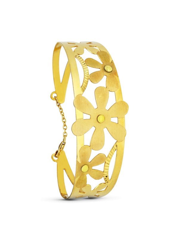 18K PULSERA ORO AMARILLO FLORES LASER