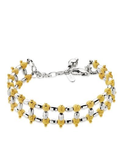 18K PULSERA BICOLOR BOLITAS...
