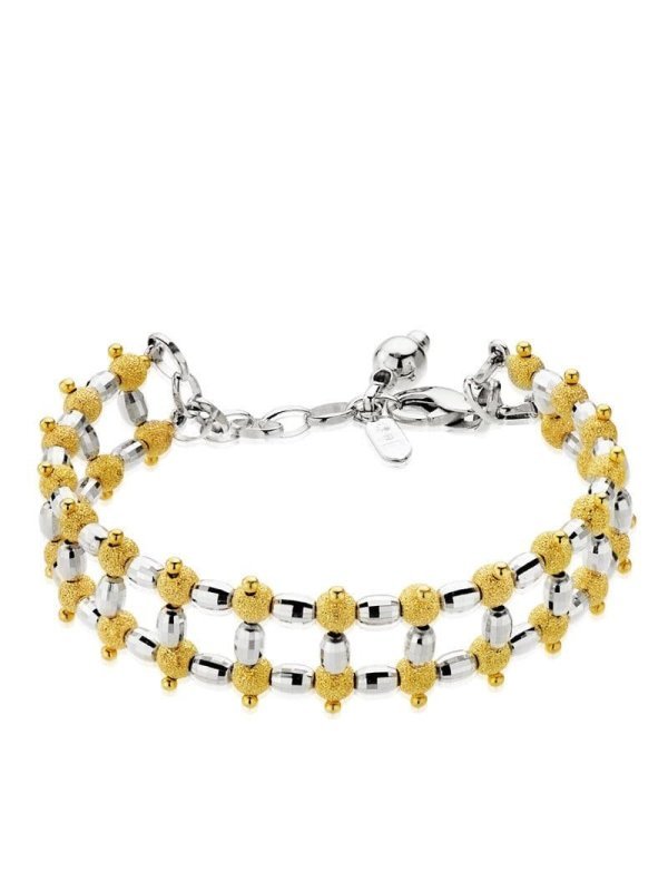 18K PULSERA BICOLOR BOLITAS 20CM