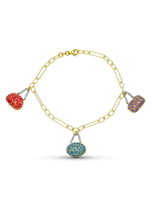 18K PULSERA ORO AMARILLO BOLSOS ESMALTE