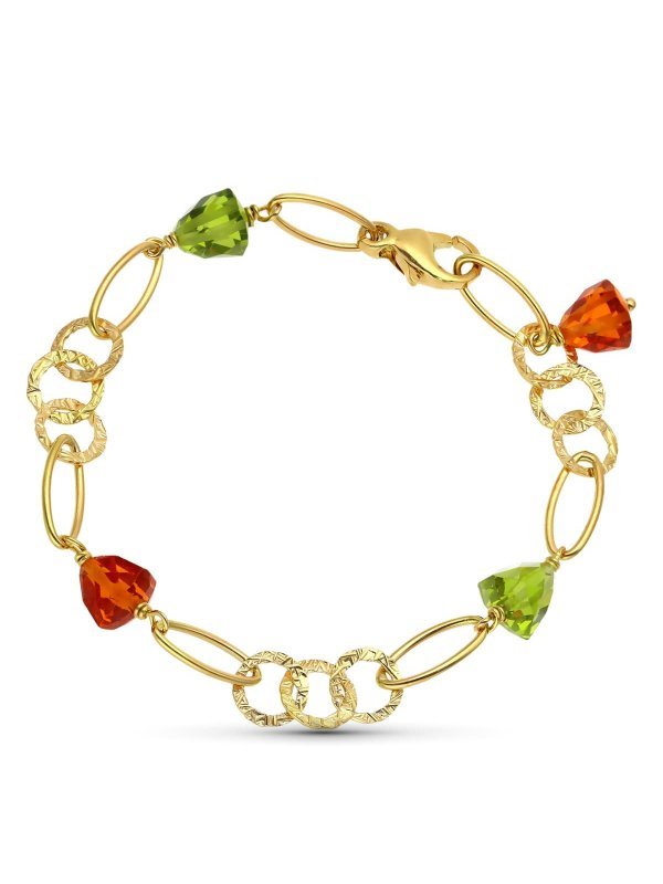 18K PULSERA ORO AMARILLO PIEDRAS COLOR