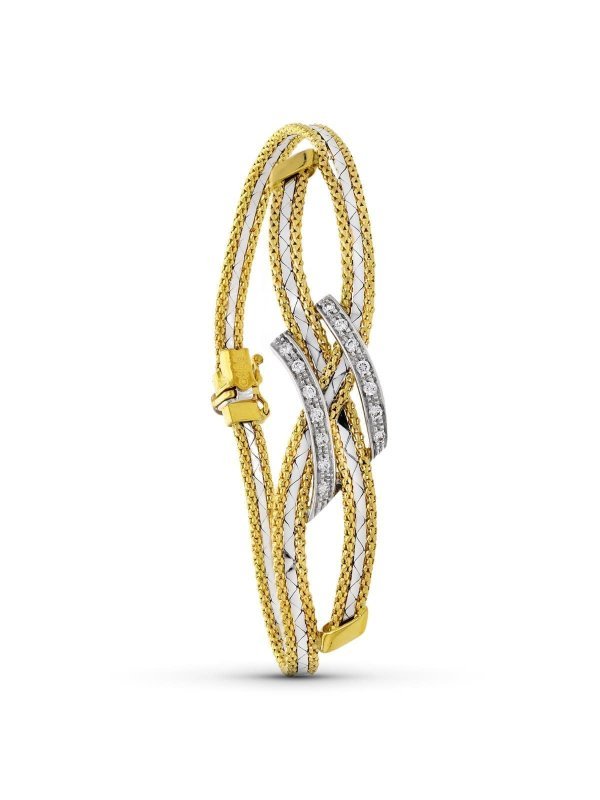 18K PULSERA ORO BICOLOR HILOS
