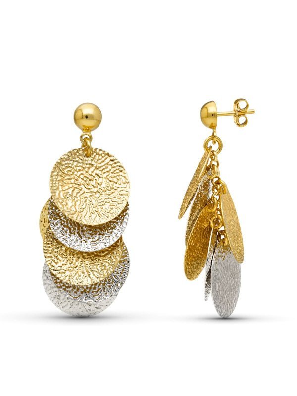 18K PENDIENTES ORO BICOLOR CIRCULOS...