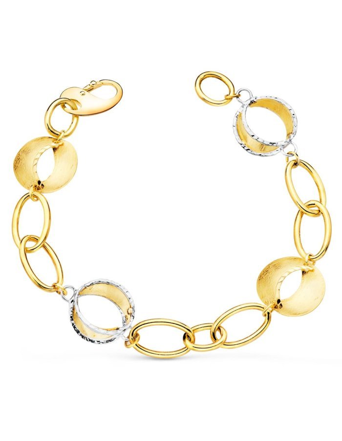 18K PULSERA ORO BICOLOR ESLABONES...