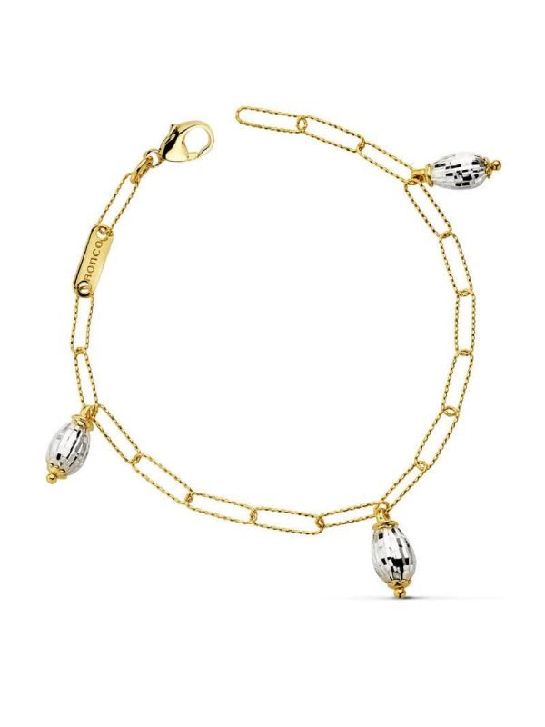 18K PULSERA BICOLOR ESLABONES 19CM