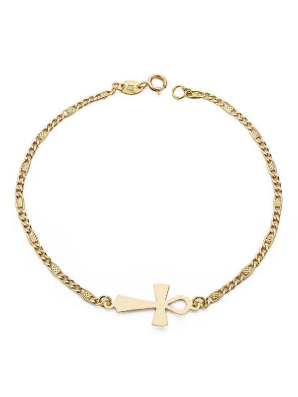 18K PULSERA CRUZ DE LA VIDA 19 CM...