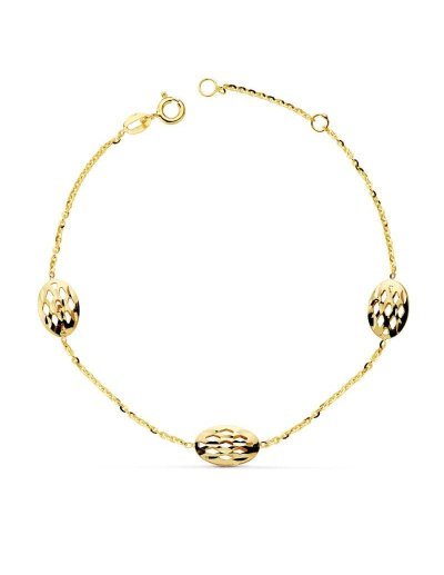 18K PULSERA OVALES CALADOS...
