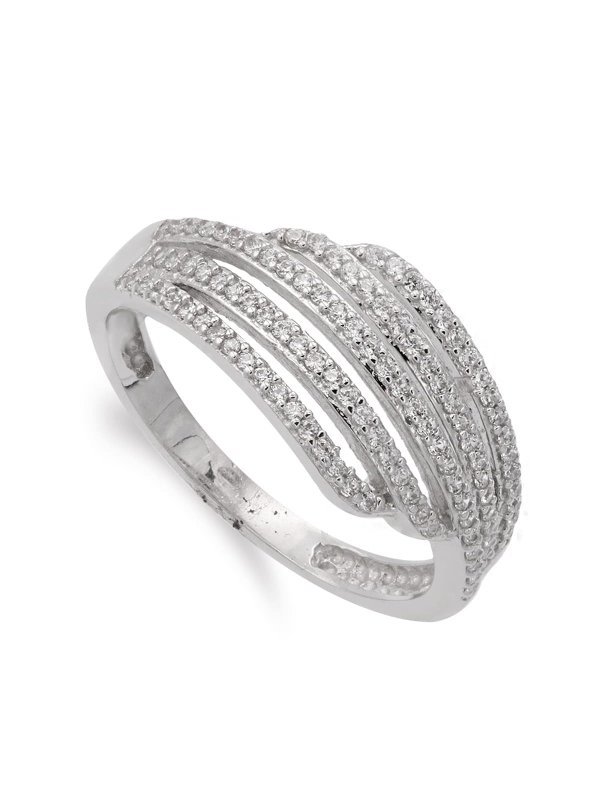 18K SORTIJA ORO BLANCO BANDAS CON...
