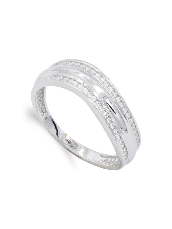 18K SORTIJA ORO BLANCO Y CIRCONITAS