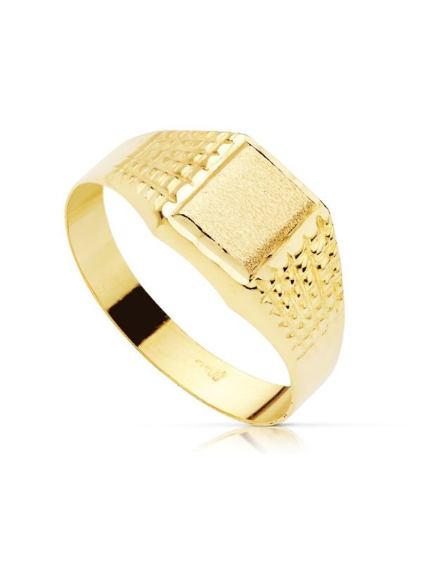 18K SELLO CADETE HUECO TALLADO 7X6 MM