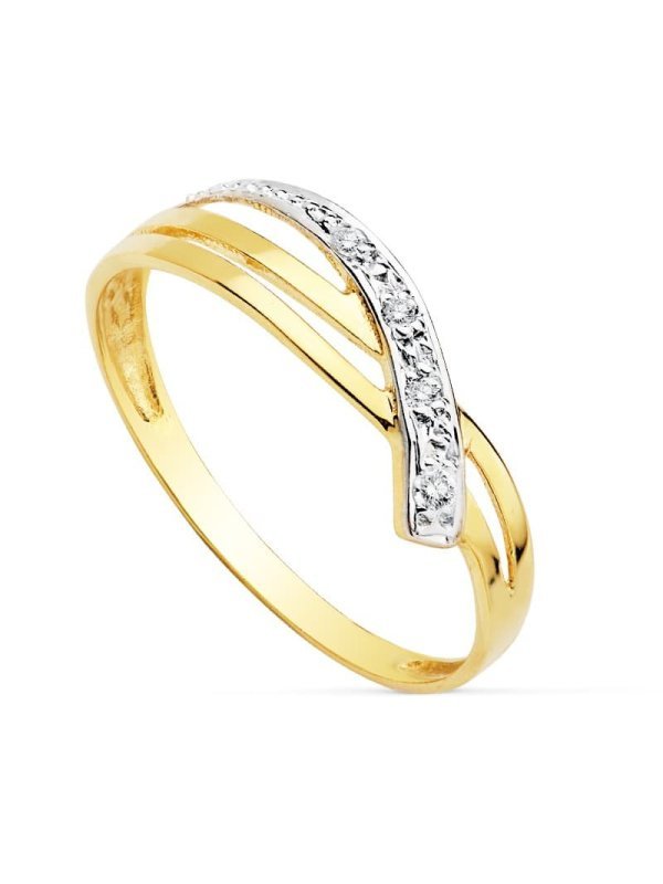 18K SORTIJA BICOLOR CIRCONITAS