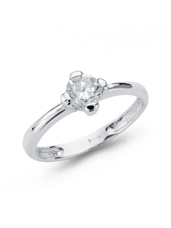 18K SOLITARIO ORO BLANCO CIRCONITA 5 MM