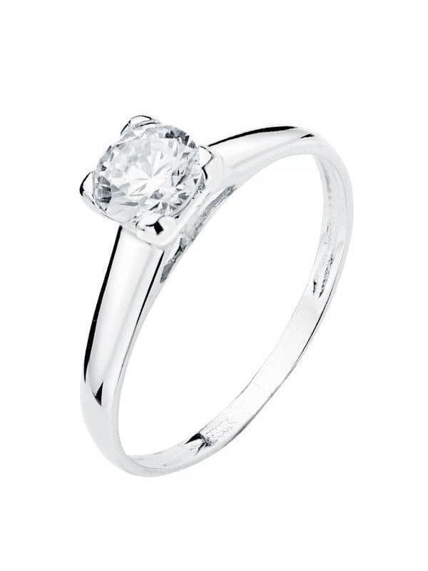 18K SOLITARIO ORO BLANCO CIRCONITA 6 MM