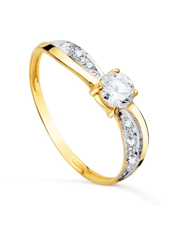 18K SOLITARIO ORO BICOLOR CIRCONITA 4 MM