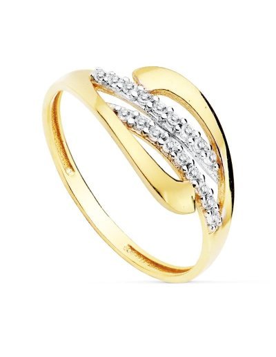 18K SORTIJA BICOLOR CIRCONITAS