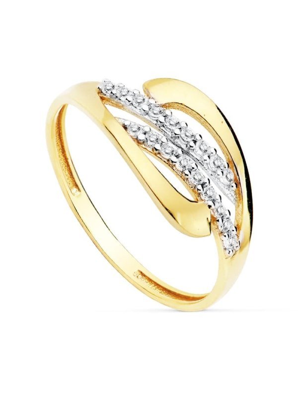 18K SORTIJA BICOLOR CIRCONITAS