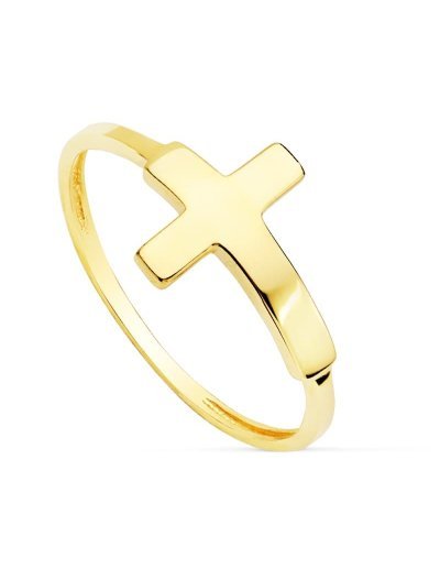 18K SORTIJA CRUZ LISA 13X9 MM