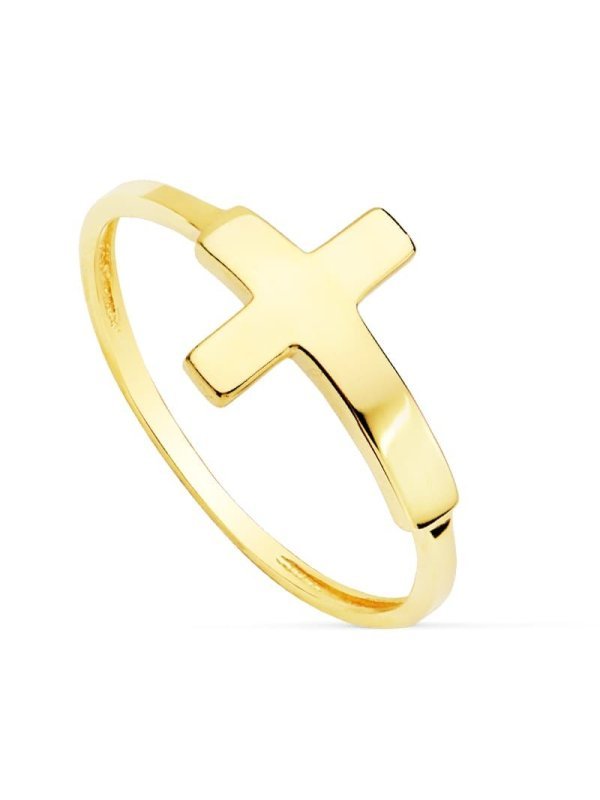 18K SORTIJA CRUZ LISA 13X9 MM