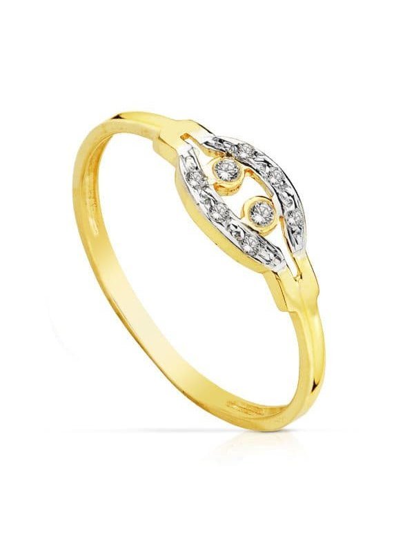 18K SORTIJA ORO BICOLOR CIRCONITAS