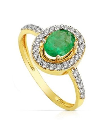 18K SORTIJA BICOLOR ESMERALDA 7X5 MM