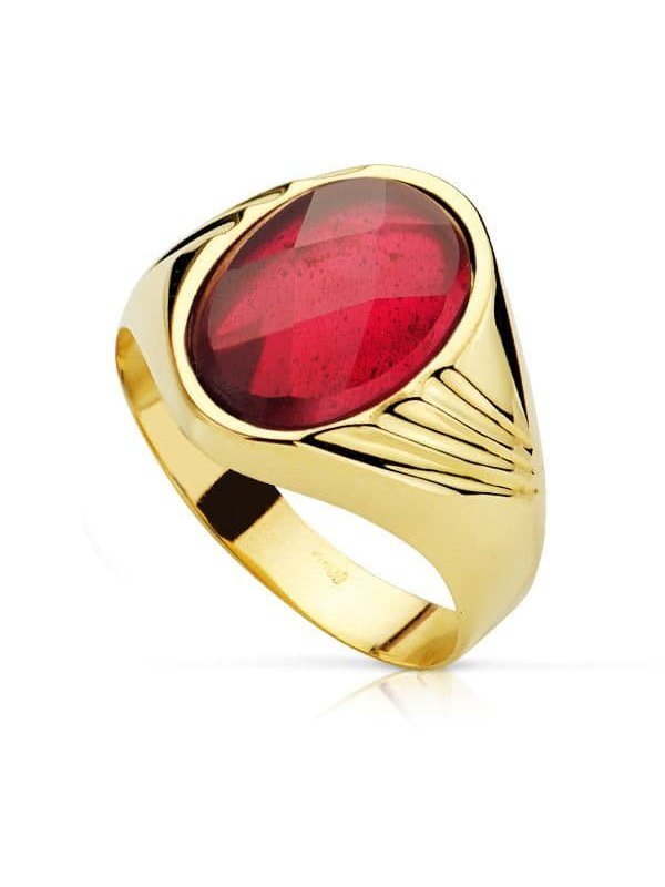 18K SELLO PIEDRA OVAL RUBI SPINEL....