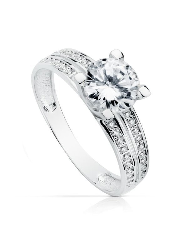 18K SOLITARIO 7 MM ORO BLANCO CIRCONITAS