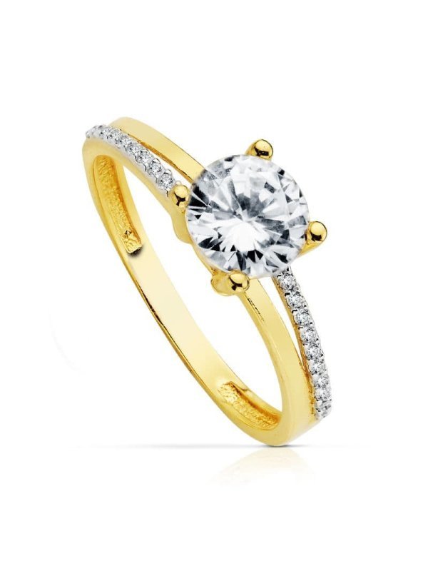 18K SOLITARIO 7 MM ORO BICOLOR...
