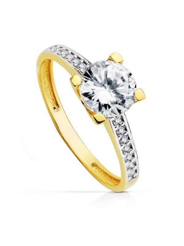 18K SOLITARIO 7 MM ORO BICOLOR...