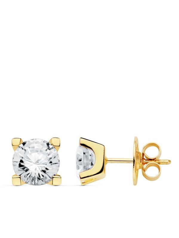 18K PENDIENTES 4 GARRAS CIRCONITA 7X7 MM