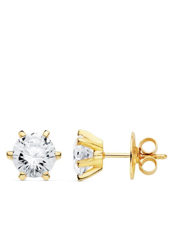 18K PENDIENTES 6 GARRAS CIRCONITA 8X8 MM