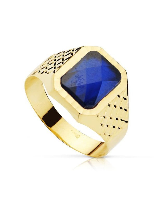 18K SELLO ORO AMARILLO CADETE PIEDRA...