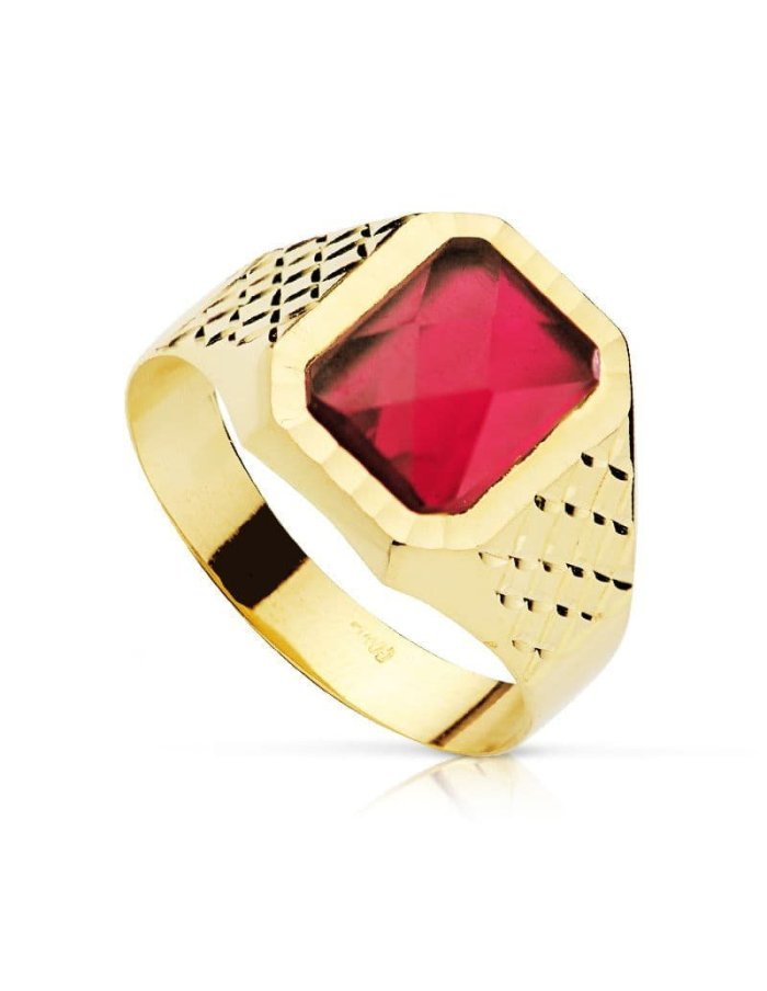 18K SELLO ORO AMARILLO CADETE PIEDRA...