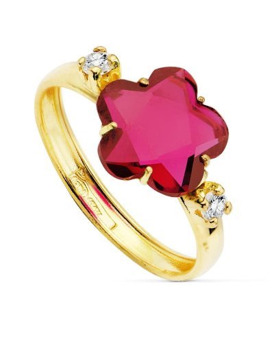 18K SORTIJA PIEDRA ROJA...