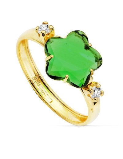 18K SORTIJA PIEDRA VERDE...
