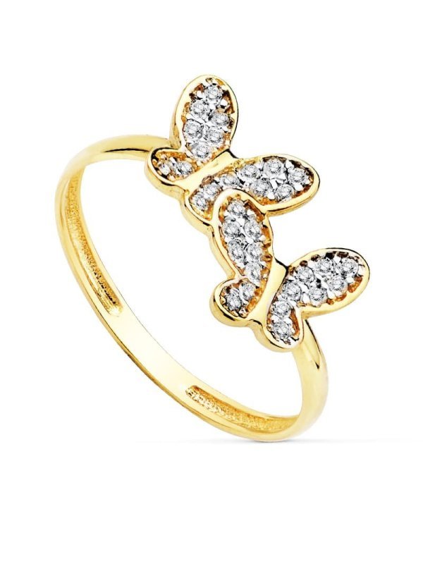 18K SORTIJA MARIPOSAS BICOLOR CIRCONITAS