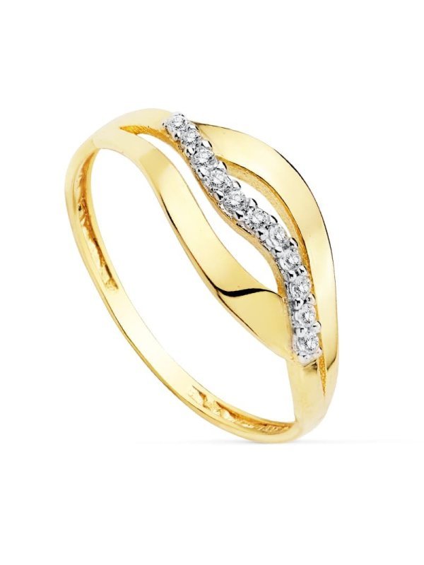 18K SORTIJA BICOLOR CIRCONITAS