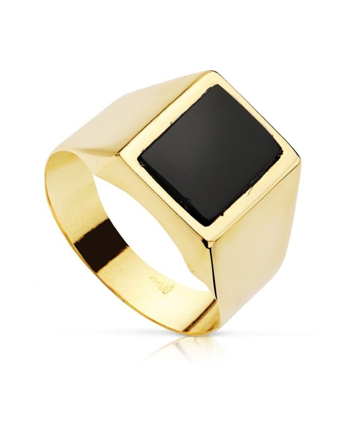 18K SELLO ORO AMARILLO ONIX CANTO...