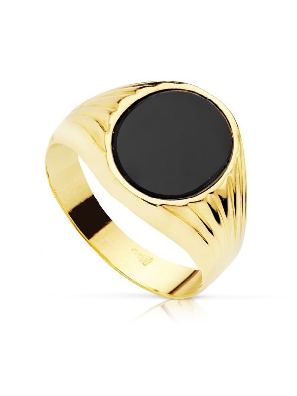 18K SELLO ORO AMARILLO PIEDRA ONIX...