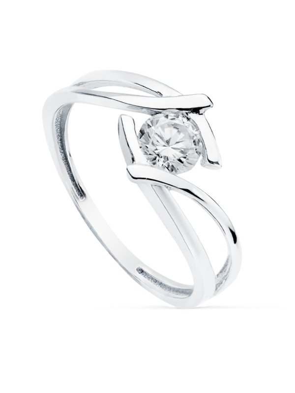 18K SOLITARIO ORO BLANCO CIRCONITA 5 MM