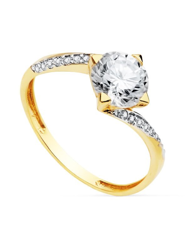 18K SOLITARIO ORO BICOLOR CIRCONITA 7 MM