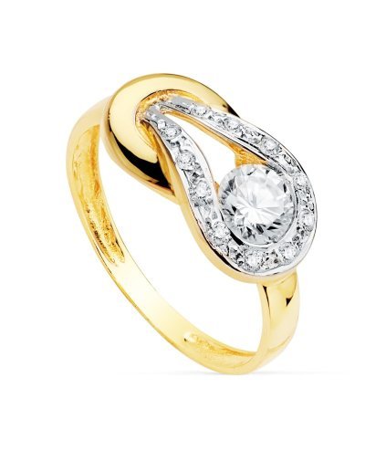 18K SORTIJA BICOLOR CIRCONITAS