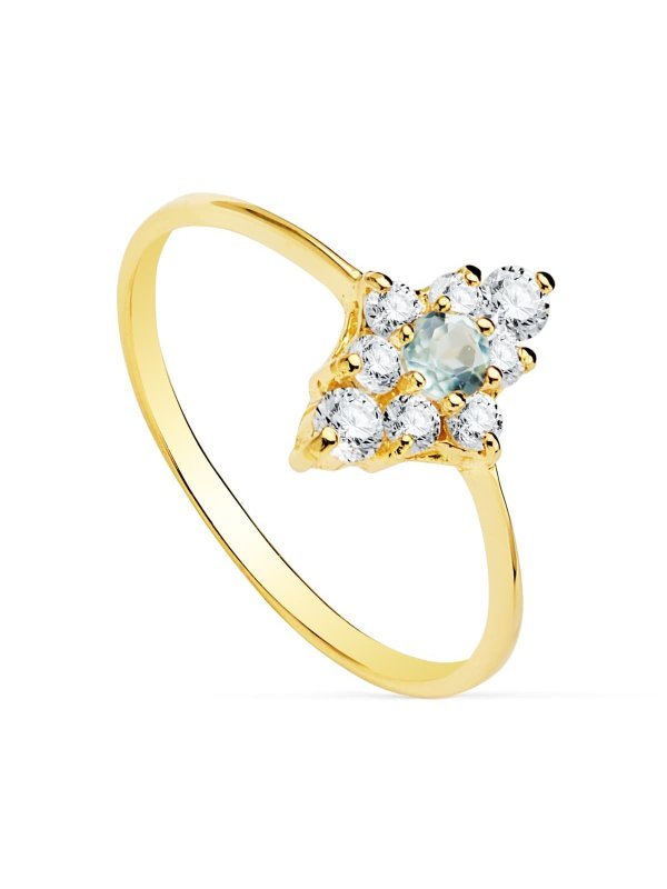 18K SORTIJA AGUAMARINA CUAJO 10X7 MM