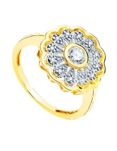 18K SORTIJA ORO BICOLOR ROSETON CON...