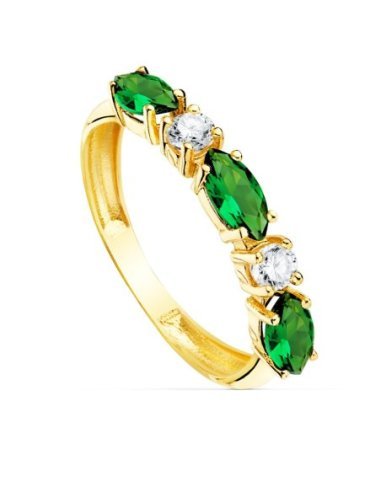 18K SORTIJA ORO AMARILLO 3 CIRCONITAS...