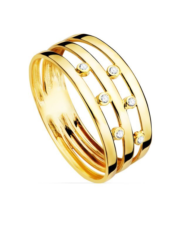 18K SORTIJA ORO AMARILLO BANDAS CON...