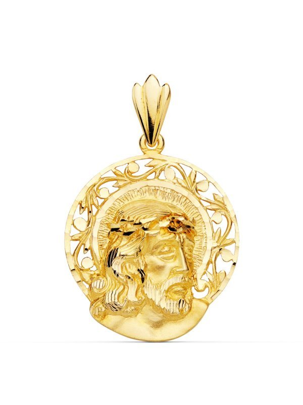 18K CABEZA CRISTO AUREOLA 29X27 MM